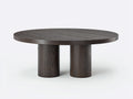 Couchtisch rund 115×115×42 cm - Espresso - markante Holzmaserung mit zwei Rundstützen