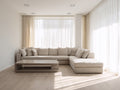 Sofa mit Chaiselongue 305×210×80 cm - Hellbeige - bodennahe Loungeform fürs Wohnzimmer