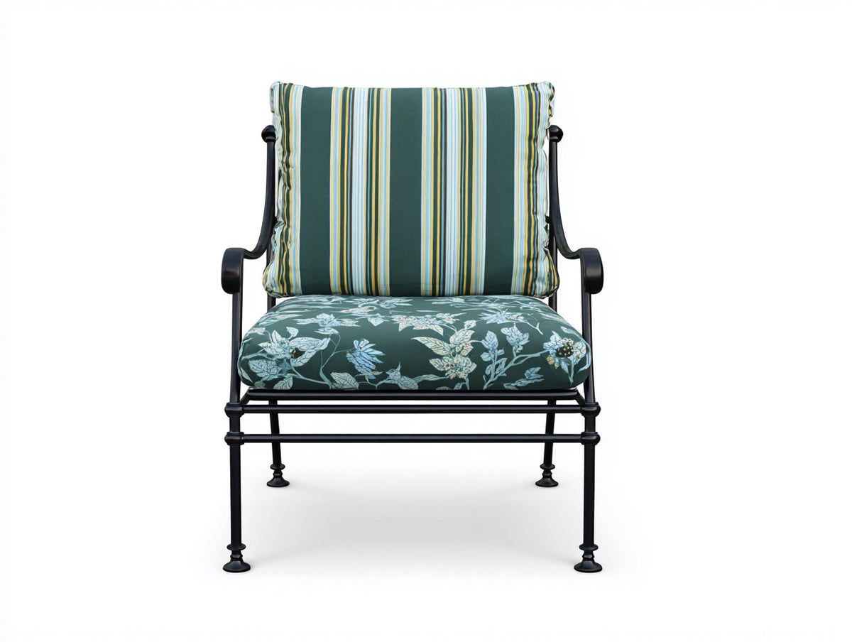 Liegestuhl 75×78×84 cm Metall und Polsterstoff Dunkelgrün/Schwarz - gepolsterter Loungesitz
