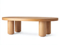 Couchtisch aus Holz 120×60×40 cm – Hellbraun – ovale Platte mit vier Rundbeinen für das Wohnzimmer