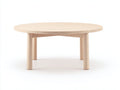 Couchtisch aus Holz 90×90×42 cm – Hellholz – runde Platte mit vier Holzbeinen für das Wohnzimmer