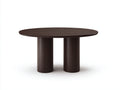 Couchtisch rund 110×110×43 cm - Dunkelbraun - Holzoptik mit Doppelsäulenfuß