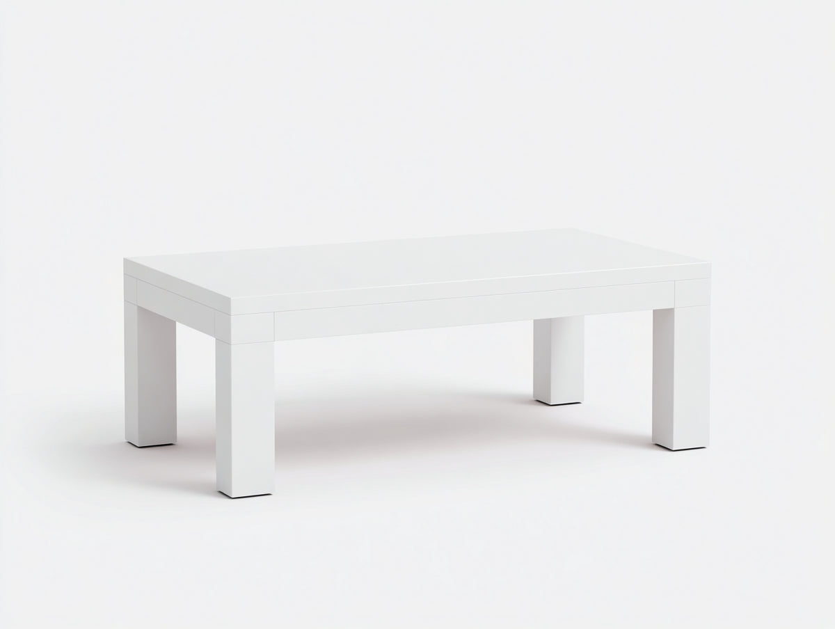 Couchtisch 120×65×43 cm aus Holzwerkstoff Weiß - breite Tischplatte mit kubischen Beinen