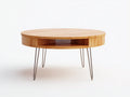Couchtisch Ø90×45 cm Holz und Metall Naturbraun/Silber - mit offenem Ablagefach